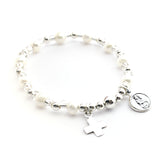 MAGNIFICAT - pulsera rosario decenario de plata y perlas naturales para niña